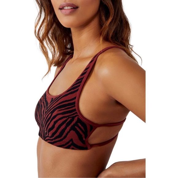 Free People Other - NWT Free People Red & Black Zebra Print Sienna Strappy Rib Bra in Medium/Large